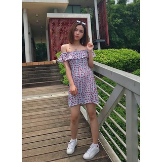 Đầm trễ vai hoa nhí