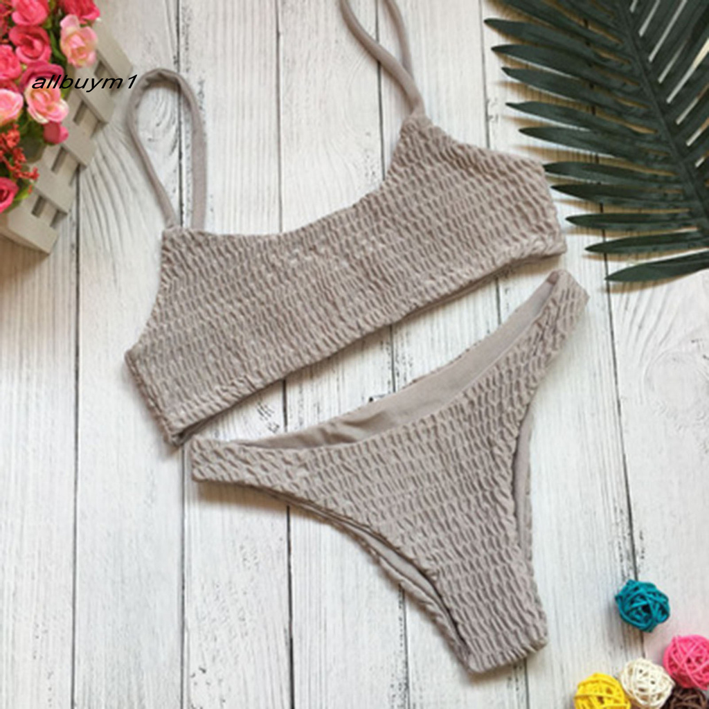 Set bikini hai mảnh màu trơn thời trang quyến rũ cho nữ