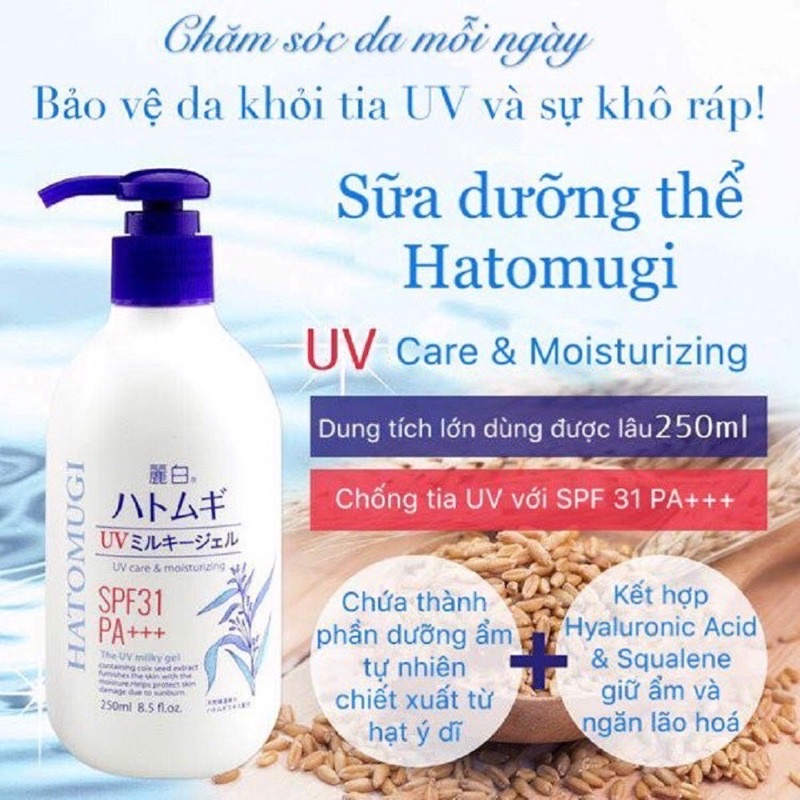 SỮA DƯỠNG THỂ CHỐNG NẮNG TRẮNG DA Ý DĨ HATOMUGI SPF 31