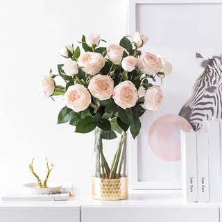 hoa hồng lụa cao cấp (cành  2 bông 1 nụ )