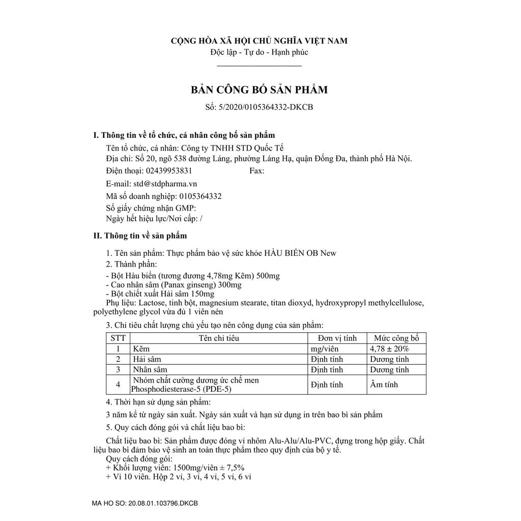 Hàu Biển OB NEW - Tăng Cường Sinh Lý Nam - Kéo Dài Thời Gian - Cải Thiện Chất Lượng Tinh Trùng ( Hộp 20 viên )