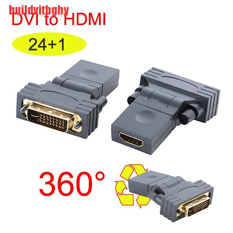 (Mua-Code) Bộ Chuyển Đổi 360 Độ Dvi Sang Hdmi Dvi 24 + 1 Male Sang Hdmi Female