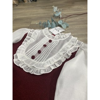 VÁY ĐỎ DẠ PHỐI CÚC BỌC BABY