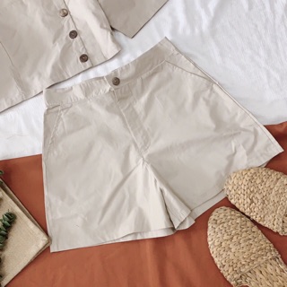 SET ÁO CỔ VUÔNG NÚT GỖ QUẦN SHORT (KÈM HÌNH THẬT)