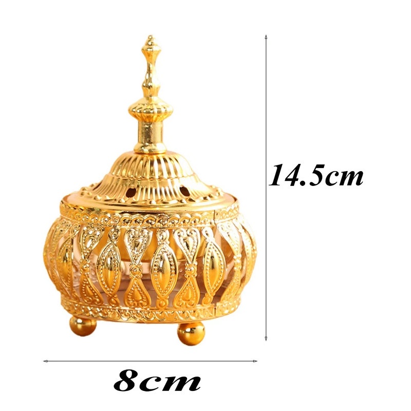 Đế Đốt Trầm Hương Bằng Kim Loại Thiết Kế Đục Lỗ Màu Vàng Đồng Phong Cách Châu Âu