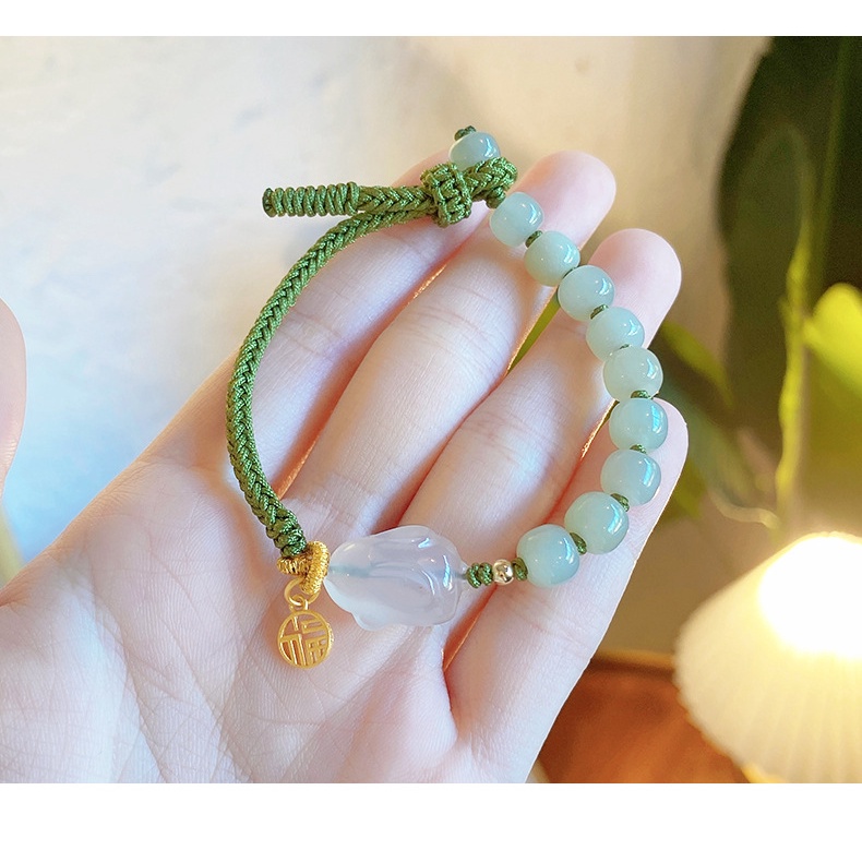 [Hàng Mới] Vòng Tay Dây Bện Mặt Hình Thỏ Trắng