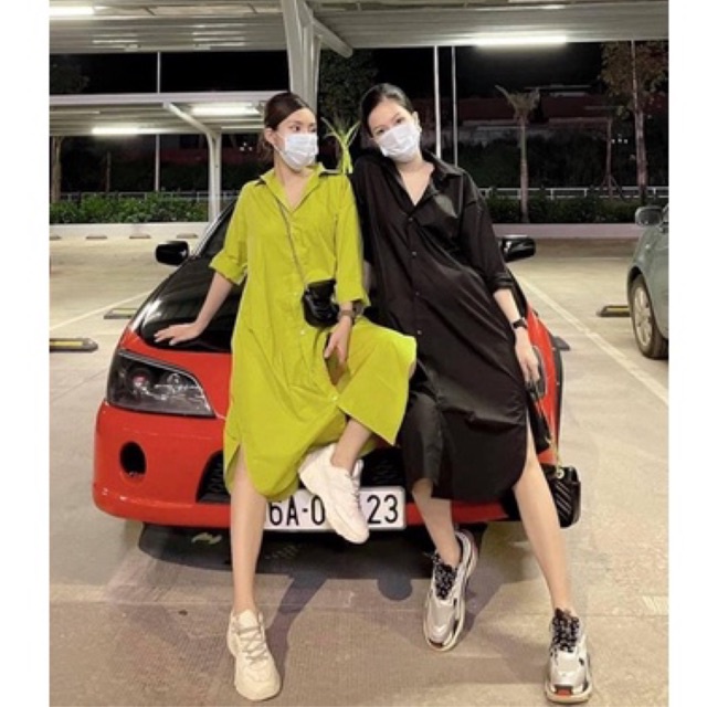 [Siêu Hot] Váy Sơmi Dáng Suông Dài Cá Tính 4 Màu Siêu Xinh Có Ảnh Thật Kèm Video