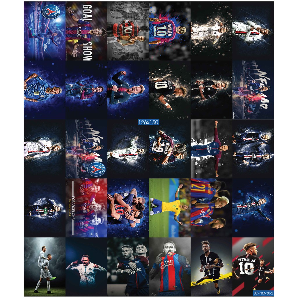 Combo Set 30 tờ Decal dán tường cầu thủ Neymar