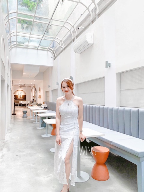 Váy maxi cổ yếm chân xẻ 1271