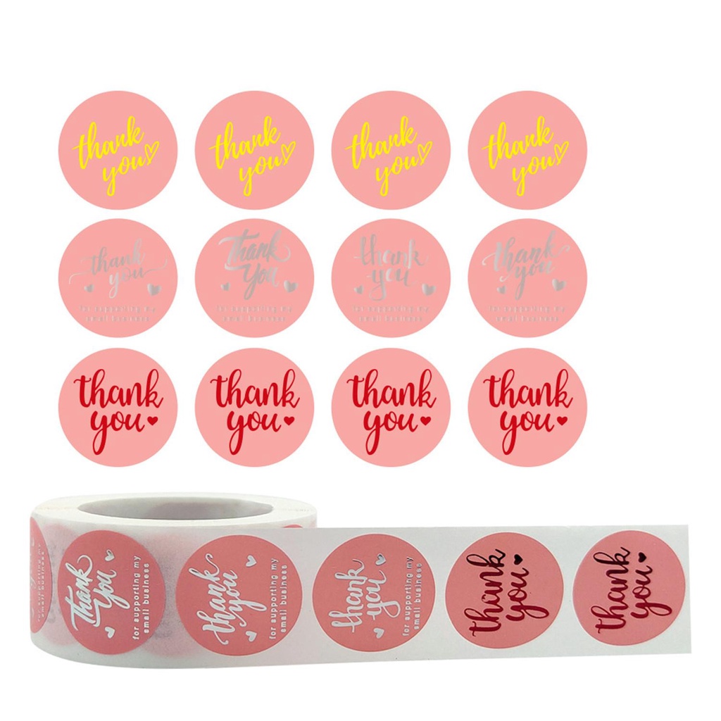 Cuộn Nhãn Dán Tròn In Chữ Thank You Dùng Trang Trí Gói Quà DIY