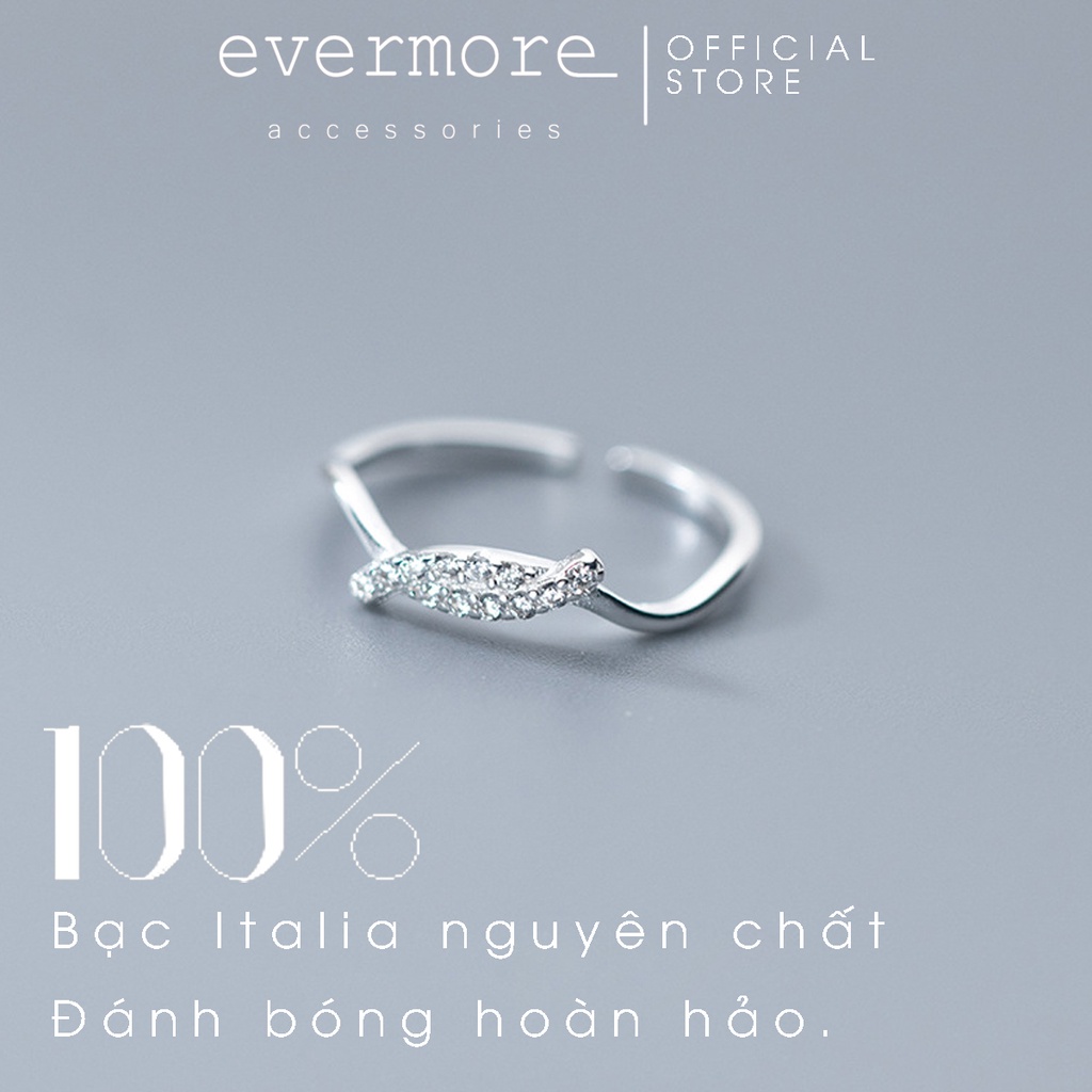 Nhẫn Bạc Ý nữ Maya cho ngón út đính đá EVERMORE đơn giản, thanh lịch, cổ điển - N011