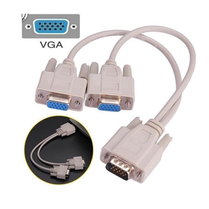 Dây chia VGA 1 ra 2 trắng nhỏ gọn - Chia từ 1 máy tính ra 2 màn hình hoặc máy chiếu