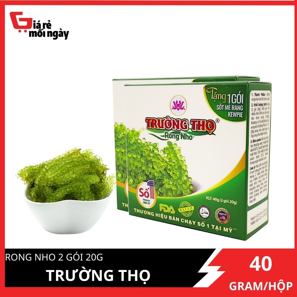 Combo 2 hộp Rong Nho Trường Thọ 1 Hộp 2 Gói 20g Thương Hiệu Bán Chạy Số 1 Tại Mỹ