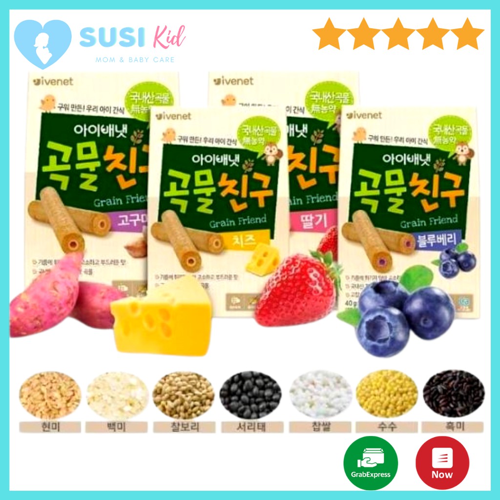 Bánh Ống Ngũ Cốc Ăn Dặm Hữu Cơ Hàn quốc Ivenet dành cho Bé từ 9th+, giòn, dễ tan, không chất bảo quản.