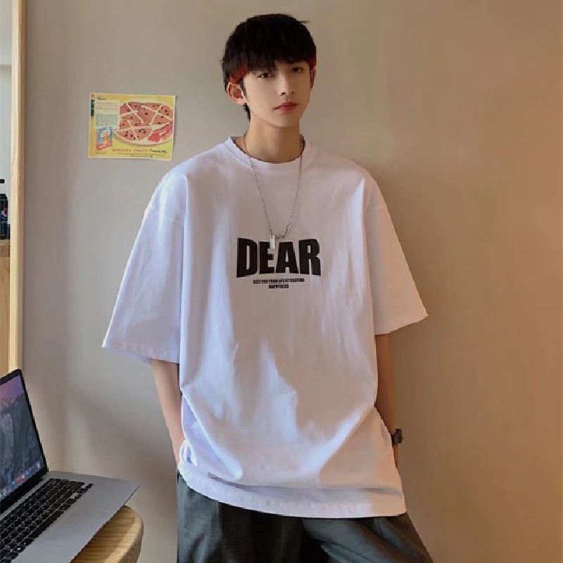 Áo Thun Tay Ngắn Dáng Rộng In Chữ Phong Cách Hàn Quốc Thời Trang Mùa Hè Cho Nam Size M-8XL