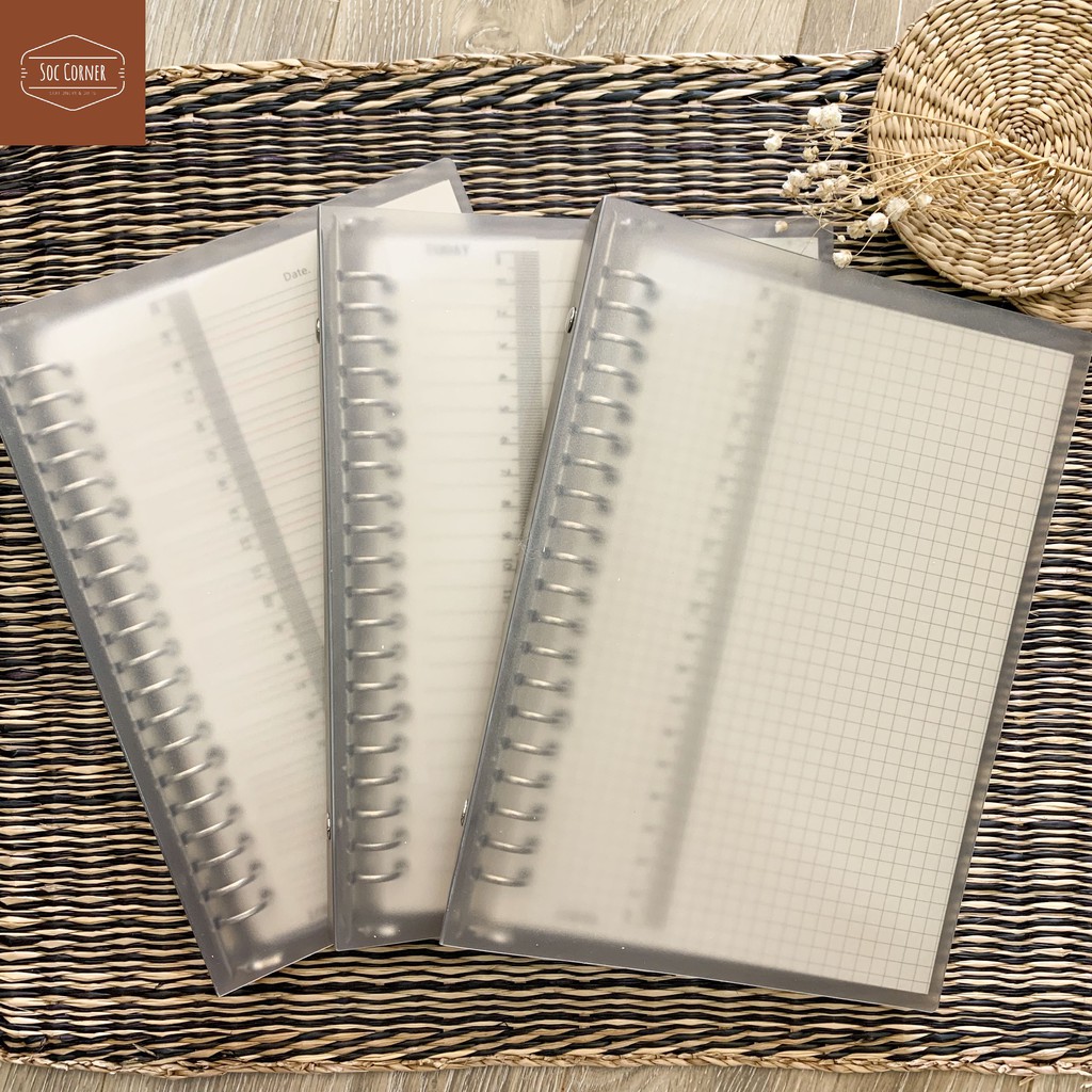 Set sổ bìa nhựa dẻo size A5 20 lỗ kèm 60 tờ giấy