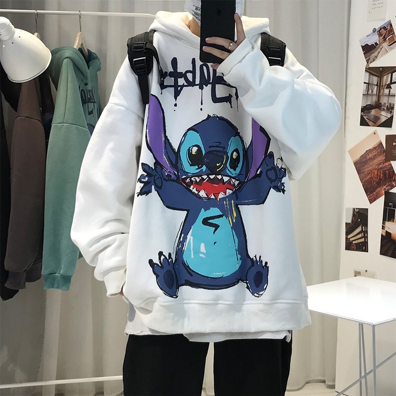 Áo hoodie Unisex Chuột Stitch chất liệu nỉ bông