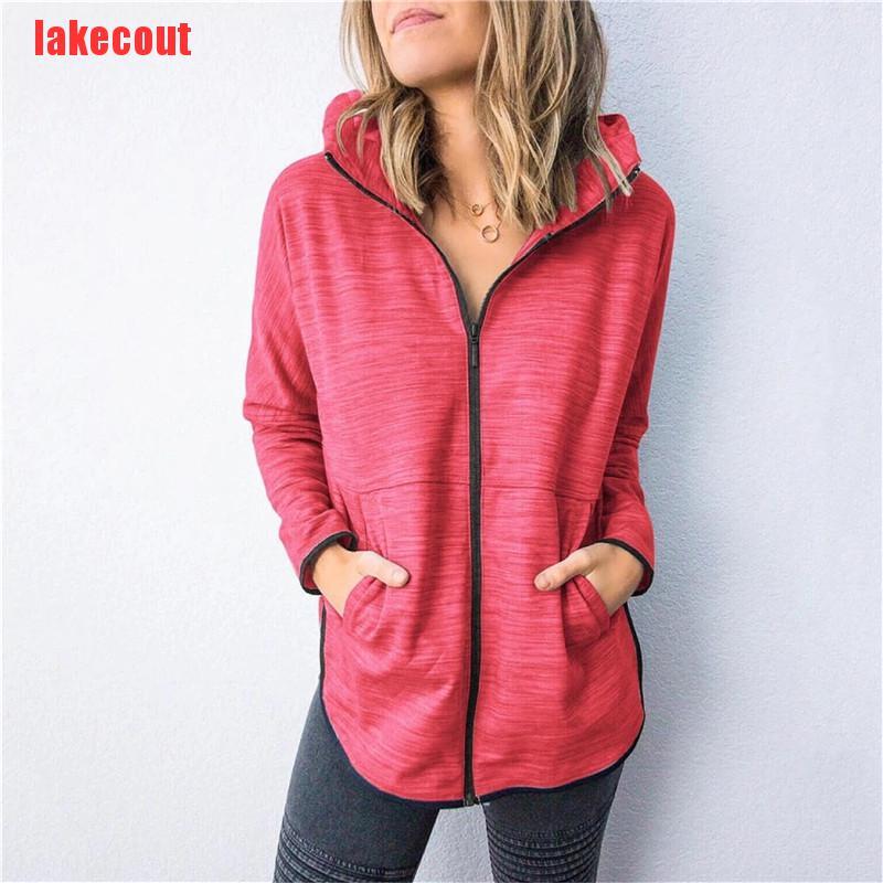 {lakecout}Women's autumn and winter coat zipper Hoodie Sweatshirt BZT