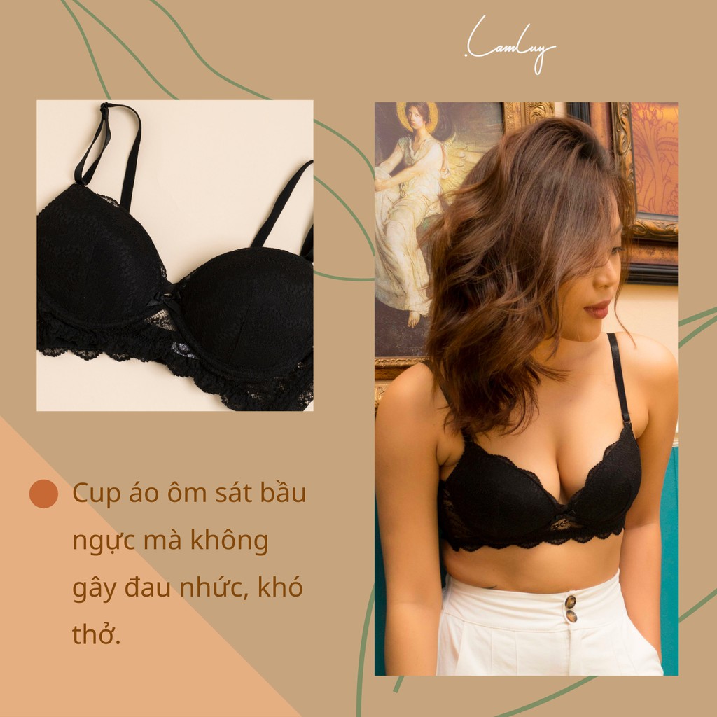 Áo ngực không gọng Lamluy Bra Lamluy Ren Đen nâng ngực tốt | BigBuy360 - bigbuy360.vn