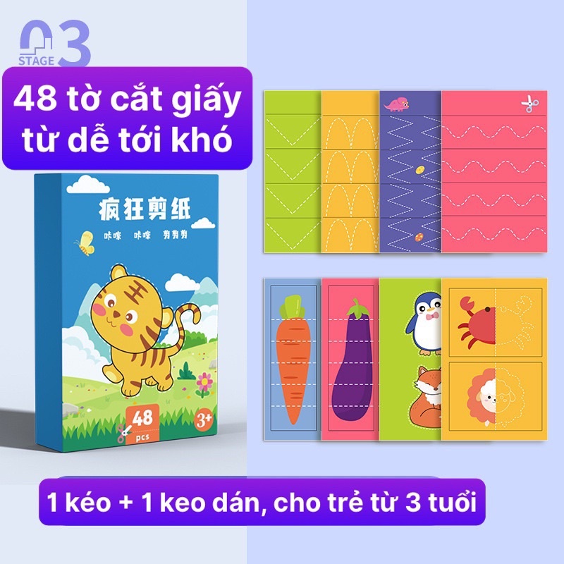 Cắt Dán Nghệ Thuật Sáng Tạo Cho Bé 96 Trang Tặng 2 Kéo + 2 Keo Dán