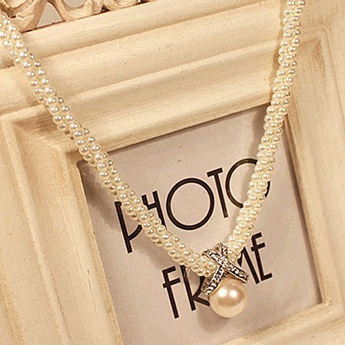 Vòng cổ mặt ngọc trai nhân tạo thời trang cho nữ