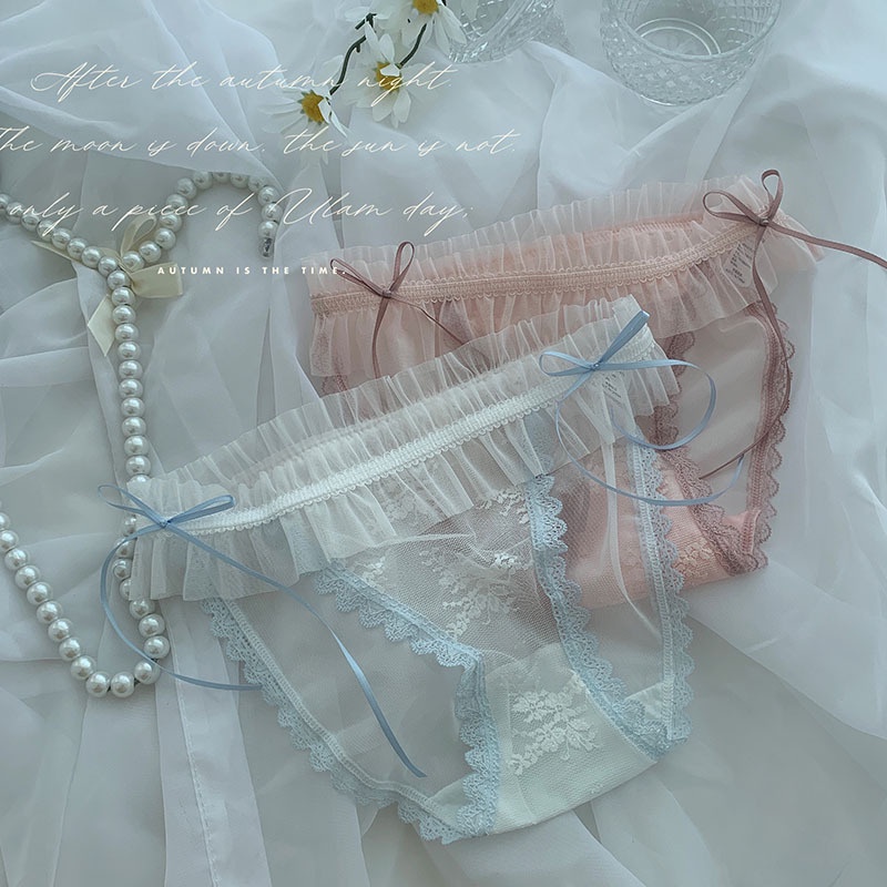 Quần Lót cotton Phối Ren Lưới Mỏng Thoáng Mát Quyến Rũ Cho Nữ