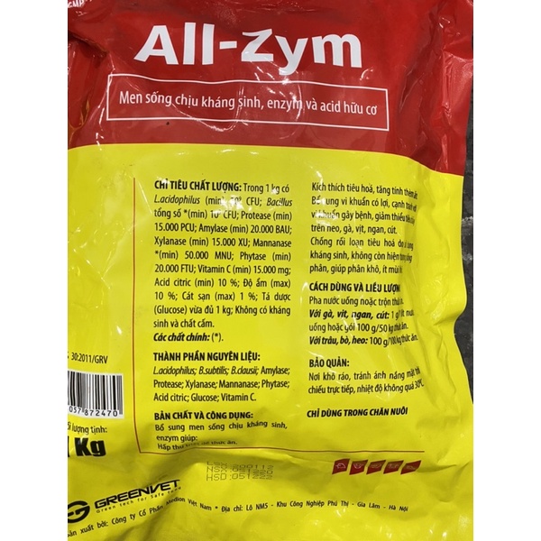 1kg ALL-ZYM dùng cho trâu bò lợn gà vịt