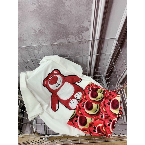 Set áo cotton gấu thêu quần suông gấu đáng yêu