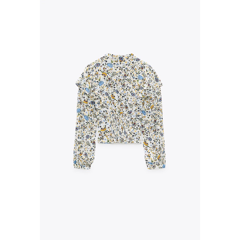 Áo hoa buộc dây eo ZARA Auth