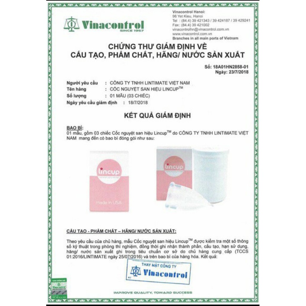 Cốc Nguyệt San Lincup Nhập Khẩu Mỹ
