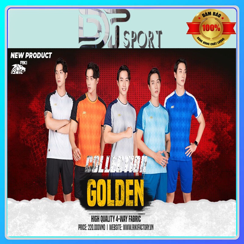 Quần áo bóng đá không Logo Riki GOLDEN - Chất vải cao cấp, thấm hút tốt, thoải mái, mềm mại