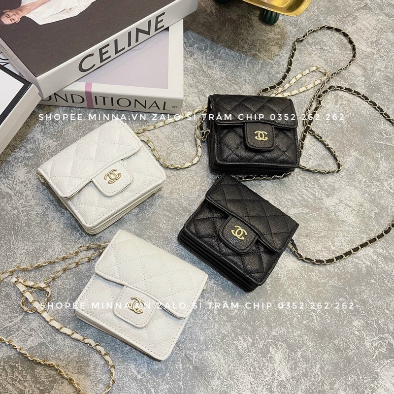 Túi Mini Nữ Đeo Chéo Da Hạt Nhiều Ngăn Đựng Thẻ Mã 2