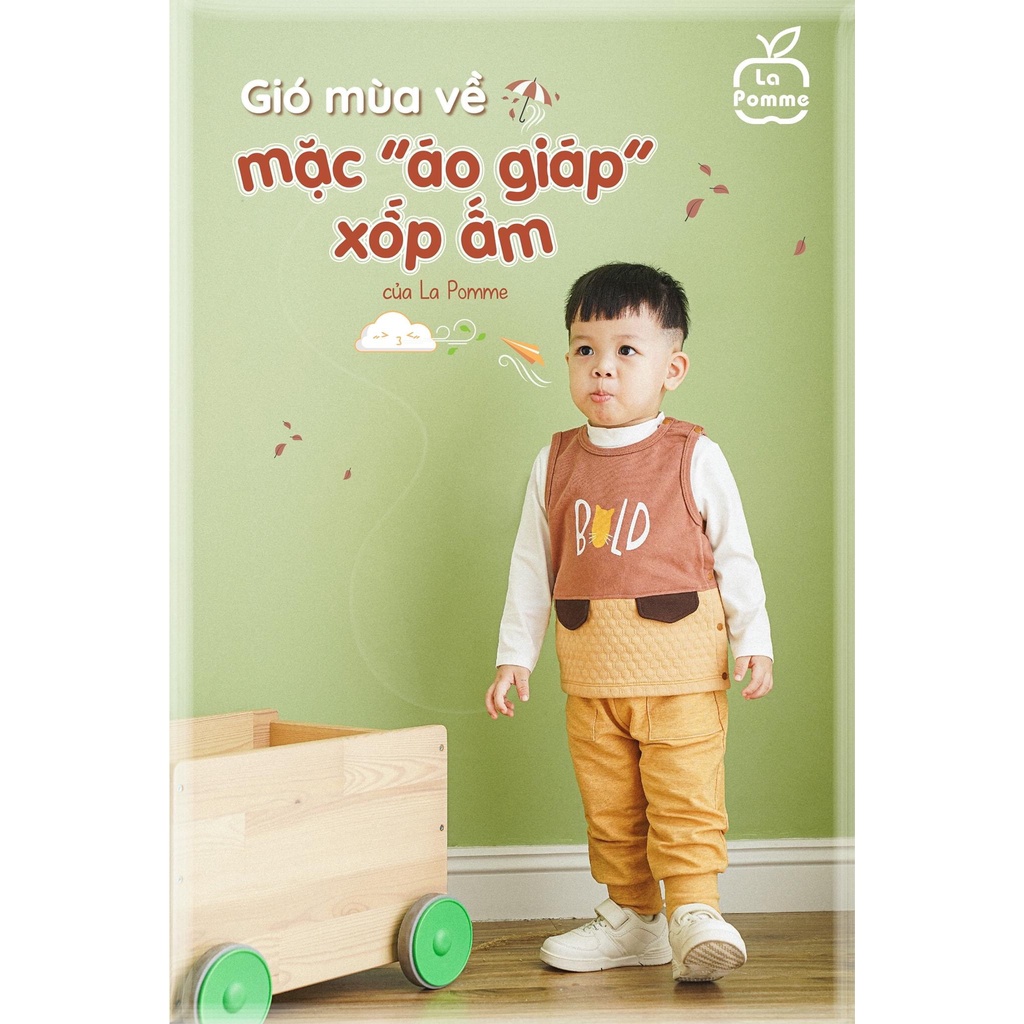Áo gile organic giả túi phối màu trẻ em La Pomme