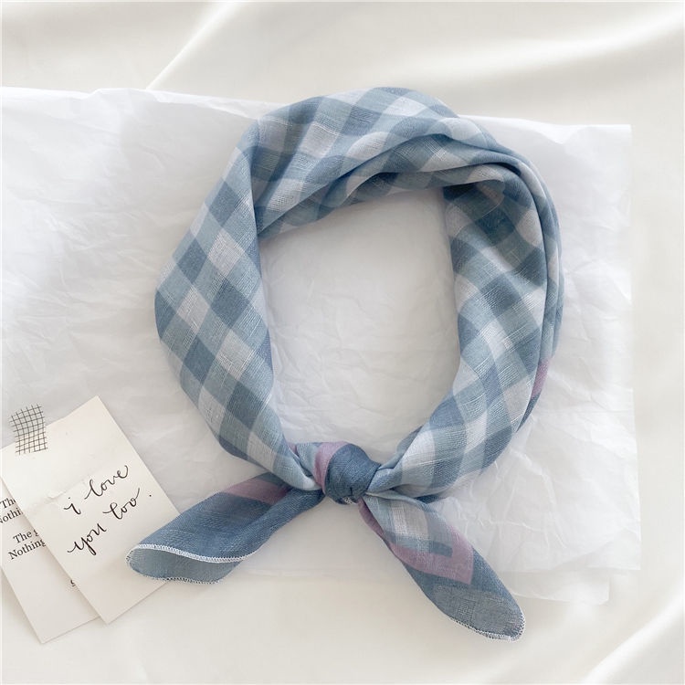 Khăn Quàng Cổ Hình Vuông Chất Liệu Cotton Lanh Thoáng Khí 56x56 Thời Trang Xuân Hè Cho Nữ