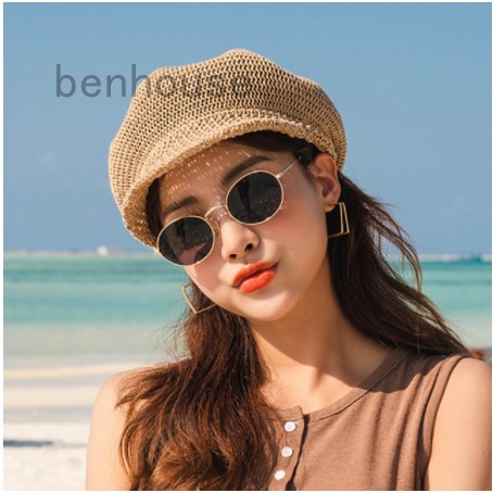 Mũ Nồi Đan Cói Mỏng Thoáng Khí Điều Chỉnh Được Thời Trang Mùa Hè Cho Nữ