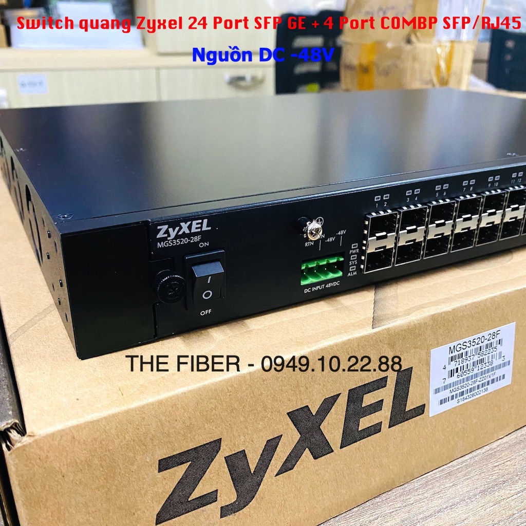 Switch Quang Zyxel MGS3520-28F 24-Port SFP GE + 4 Port COMBO RJ45/SFP GE, Nguồn DC-48V