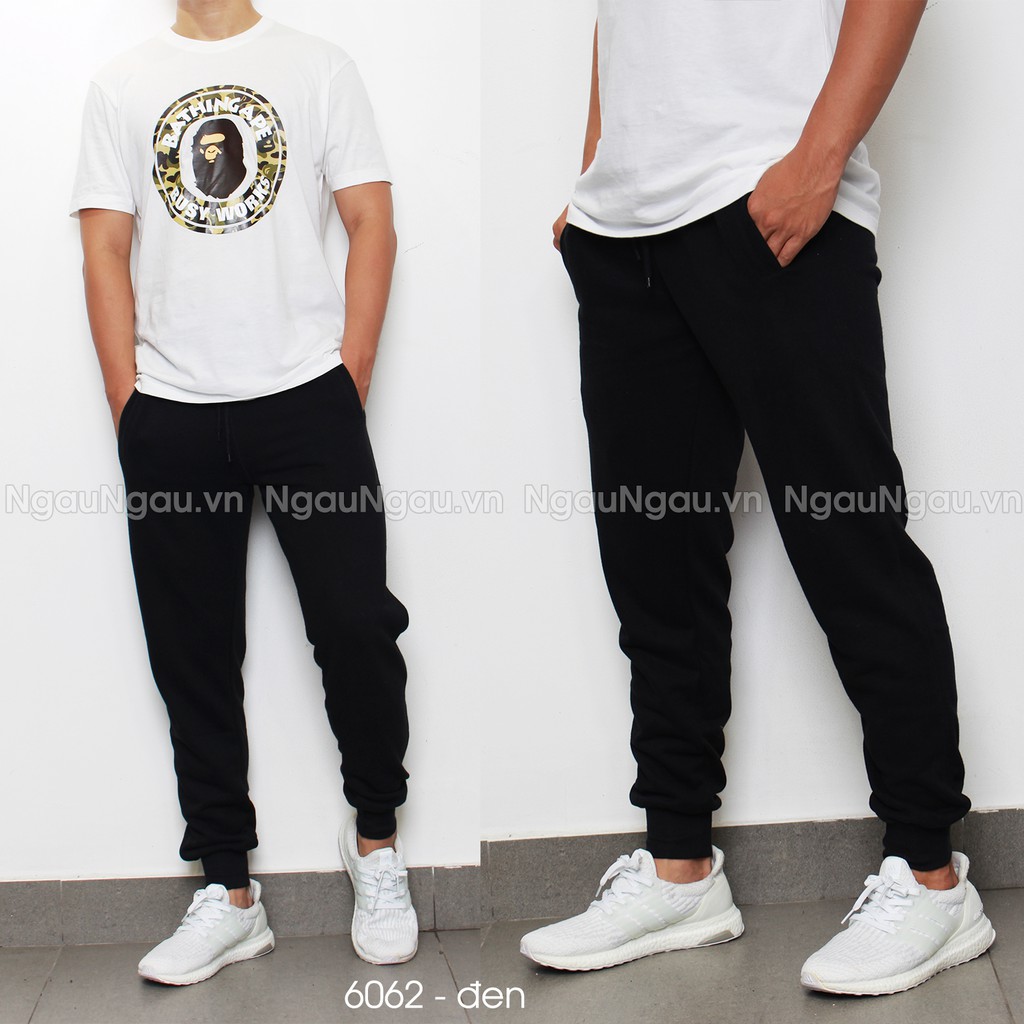 Quần Jogger THUN DA CÁ, 1 màu trơn, form unisex nam nữ mặc được, big size 110kg