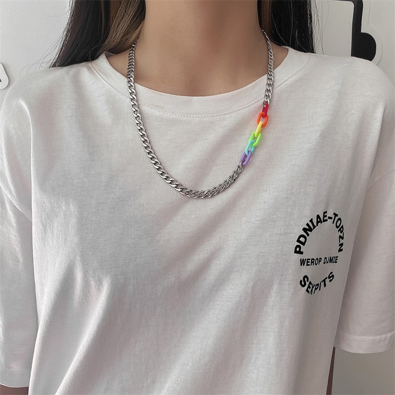 Vòng tay/ vòng cổ bằng thép titan không phai màu phong cách hip hop đơn giản F255