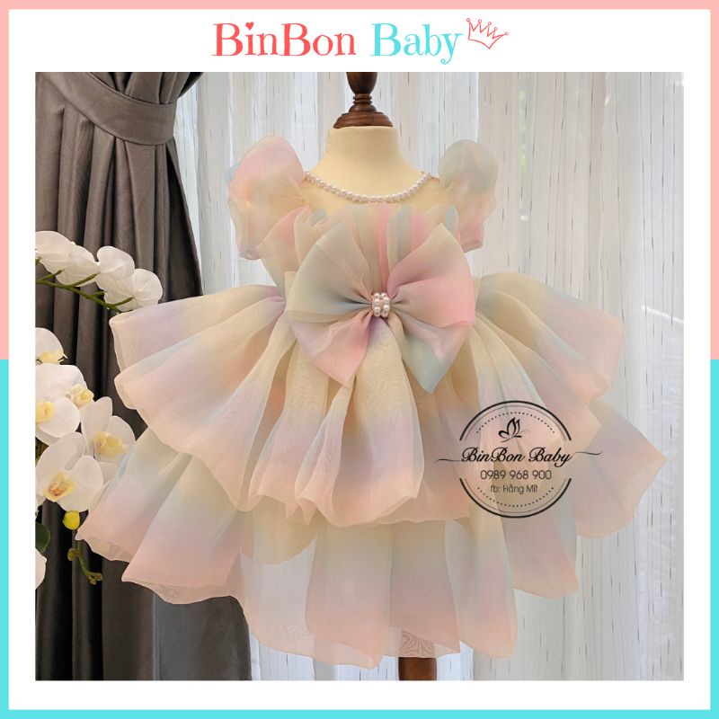 Váy công chúa cho bé BinBon Baby, đầm công chúa tay bồng 2 tầng cho bé