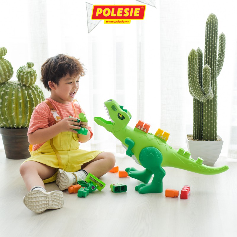 Đồ Chơi Mô Hình Khủng Long Cỡ Lớn+Bộ Lắp Ghép 30 Chi Tiết Nhựa Nguyên Sinh Nhập Khẩu Châu Âu CHÍNH HÃNG POLESIE 67807