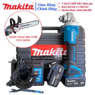 Máy mài pin makita 118v tặng lưỡi cưa xích gắn máy mài chainsaw - máy mài góc, máy cắt cầm tay