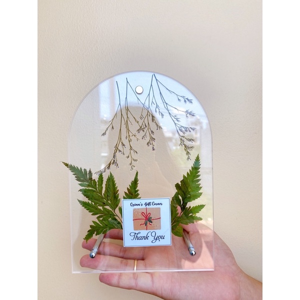 Khung ảnh mica acrylic hình vòm để bàn 2 mặt trong suốt, chân inox kích thước 15x21cm. khung ảnh mica a5