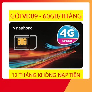 Sim 4G vinaphone VD89 12T .Miễn phí 62GB/tháng + Miễn phí cuộc gọi.Trọn gói 1 năm Không cần nạp tiền.