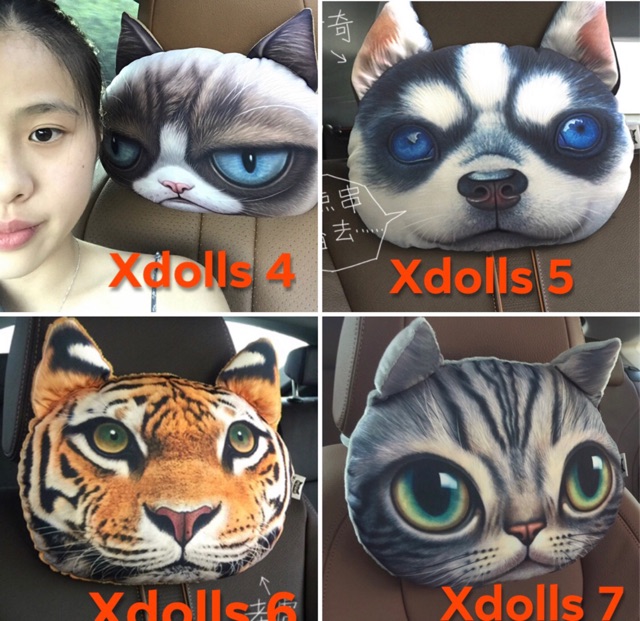 Gối tựa đầu ô tô 3D Xdolls ,STD chính hãng hình thú