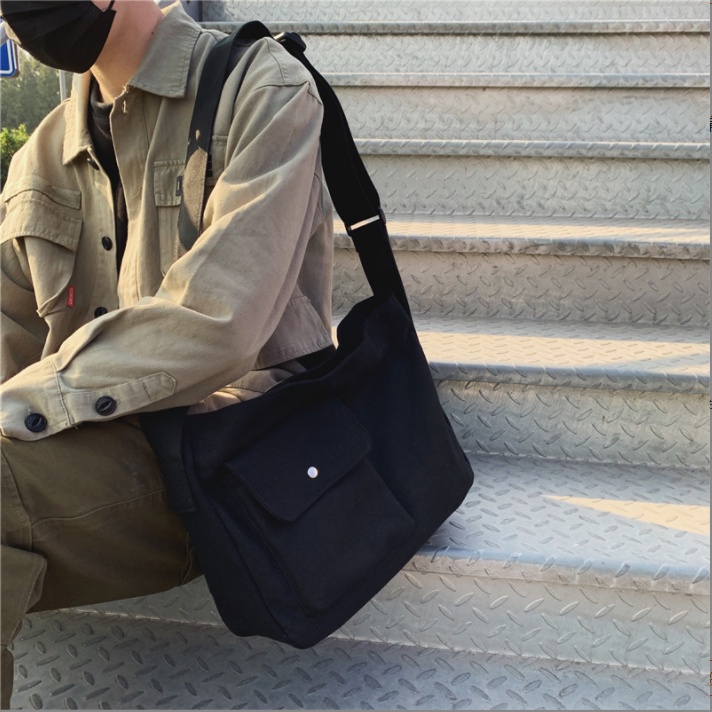 Túi đeo chéo vải canvas đeo vai đi học đi chơi thời trang unisex
