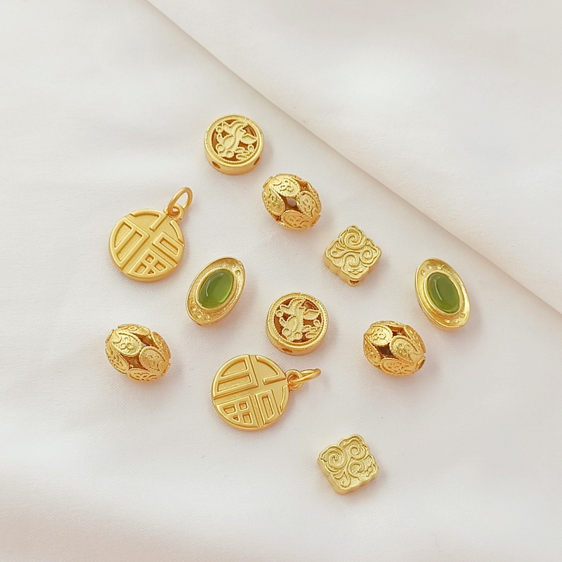 Hạt Xỏ Lỗ Hình Oval 18K Màu Sắc Cổ Điển Dùng Làm Trang Sức DIY