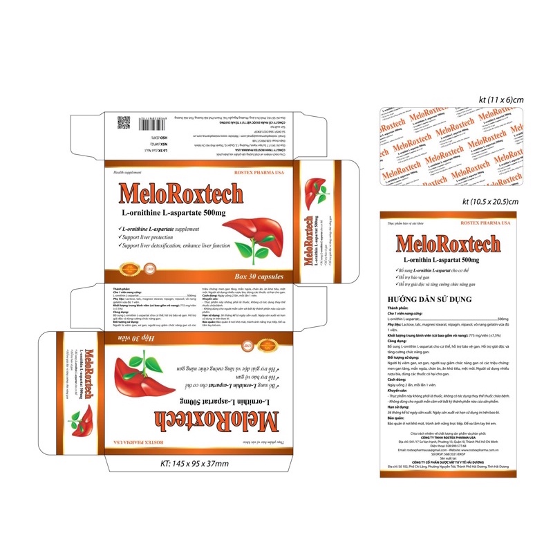 Meloroxtech L-ornithine L-aspartat giảm men gan, xơ gan, gan nhiễm mỡ - 30 viên