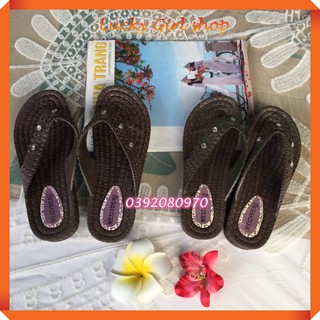 Dép xỏ ngón nữ nhựa đúc màu nâu chocolate đế cao 4 phân - size 36-40 - lucky girl shop