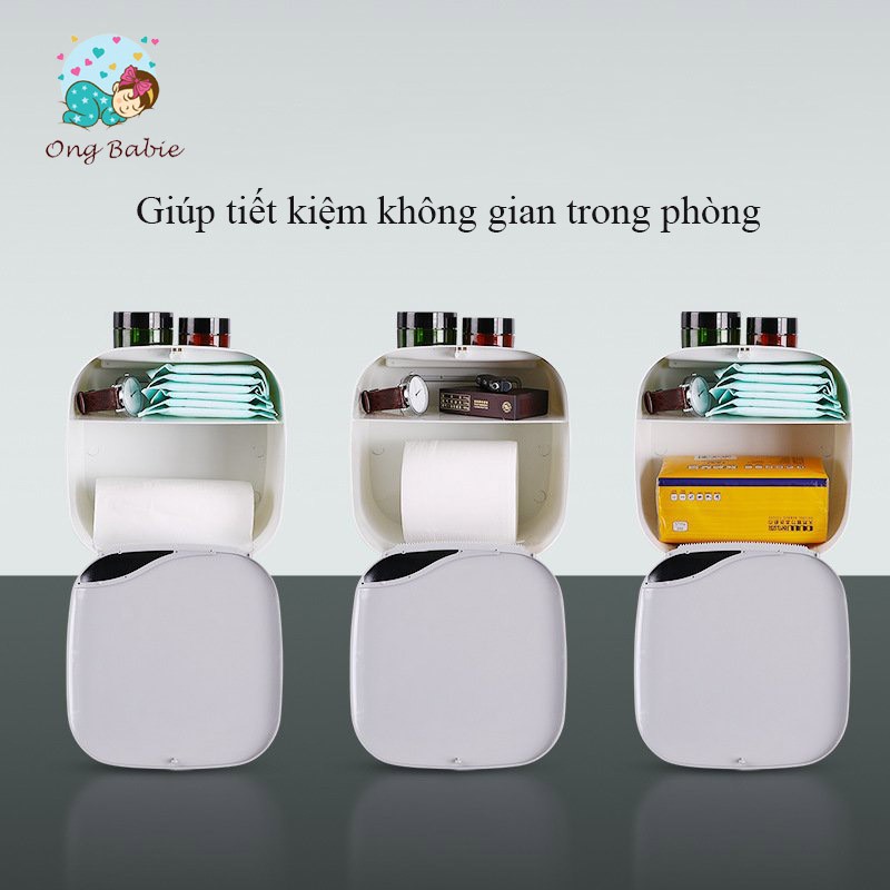 Hộp Đựng Giấy Vệ Sinh Dán Tường Chính Hãng Oenon, Hộp Đựng Giấy Đa Năng Có Thêm Ngăn Để Đồ Tiện Lợi - OENON