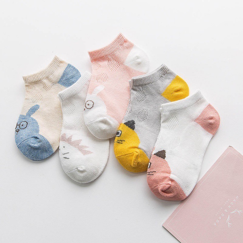 Set 5 đôi tất Cotton hoạ tiết hoạt hình đáng yêu cho bé